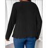 Women's Fashion Plus Size Casual Fall Winter Solid Color Print Long Sleeve V-Neck Pullovers & Long Sleeves