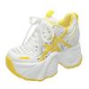 Fashion 2025 Chunky Leather Sneakers Summer Casual Vulcanized Shoes Woman High Platform Breathable Hollow Sneakers 9CM Sport Dad Shoes
