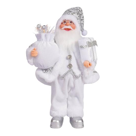 12" Santa Claus Figurine Christmas Standing Santa Claus Doll with Gifts for Holiday Home Office Table Decoration