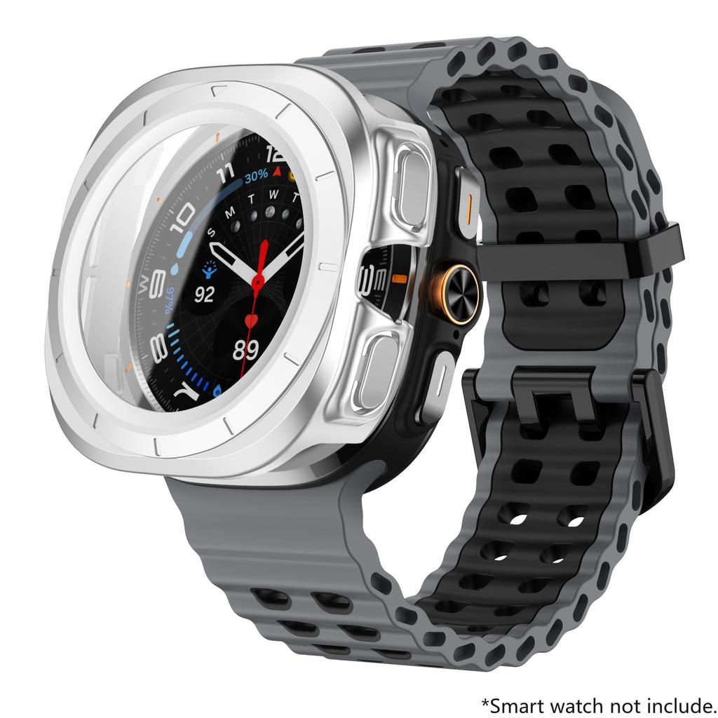 Glass+Case+Band For Samsung Galaxy Watch Ultra Strap 47mm Sport silicone Bracelet for Galaxy Watch Ultra 7 47 Strap Accessories