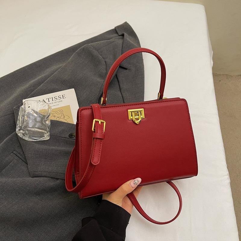 

2025 осень новая сумка-тоут модная большая вместимость ретро для通勤 нишевая сумка через плечо сумка-портфель бордовый