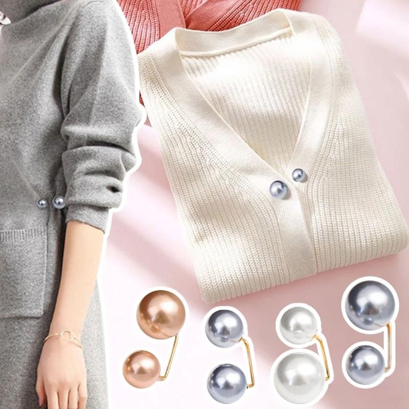 Pearl Brooch Pins For Women Safety Pins Neck Button Fashion Waist Pins For Dress Shrink Waist Circumferences