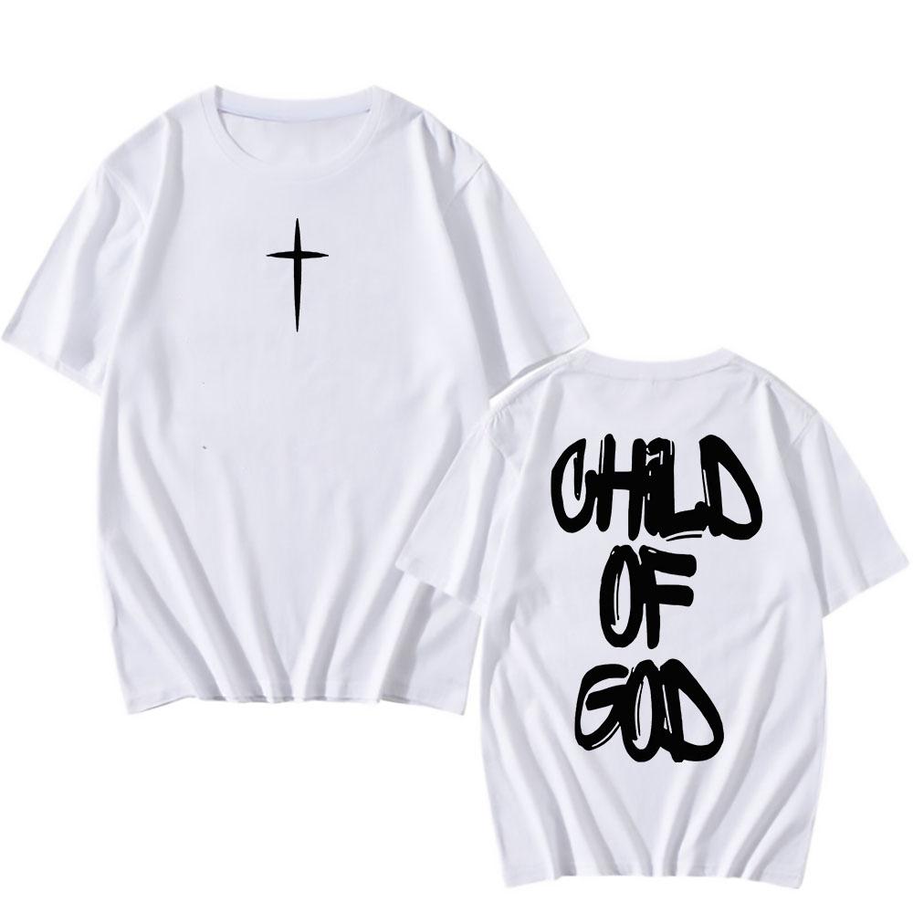 Pamut Póló Jézus Isten Gyermeke Hit Keresztény Póló Unisex Alkalmi Vintage Streetwear Rövid Ujjú Grafikus Nyomtatású Pólók