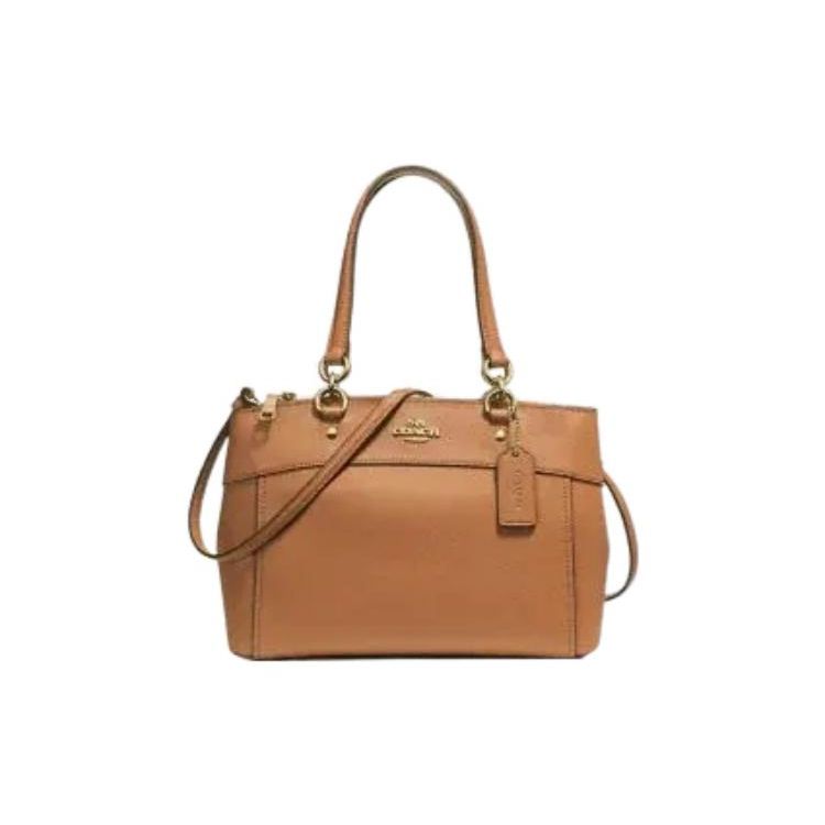 

Coach Brooke 30 Solid Color Gold Letter Logo Plaque Hardware Leather Tote Crossbody Shoulder Bag Large Women bags Cognac 25397-IMLQD Basic Set (Bag+Dust Bag)