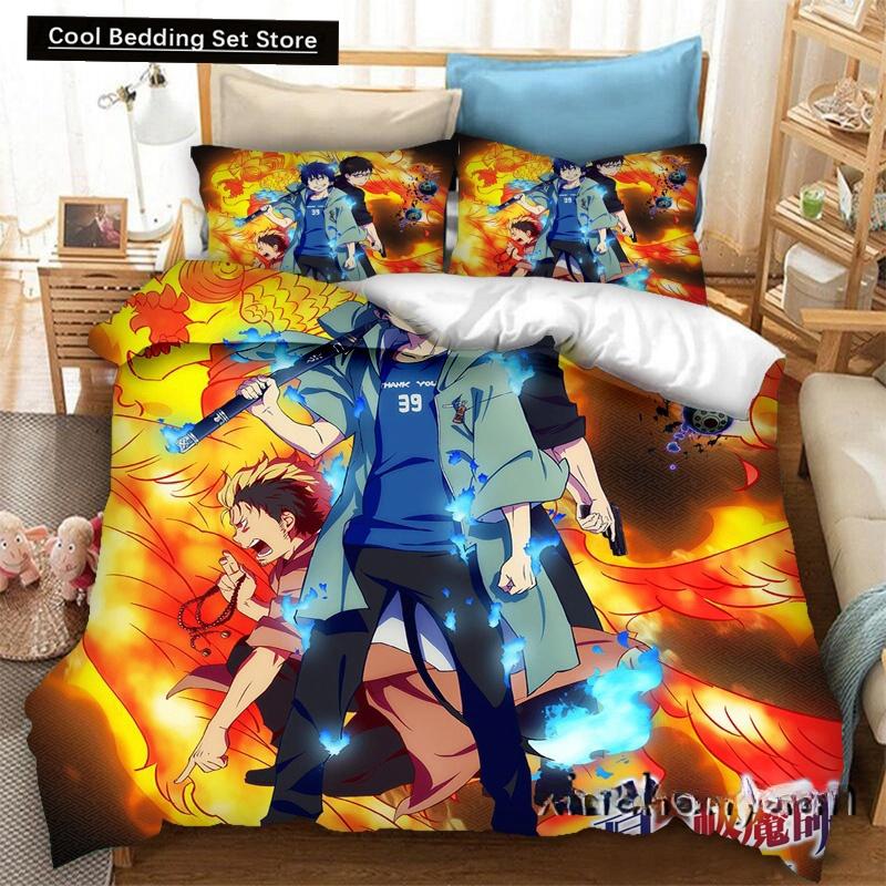 Fashion 3D Printing  Anime Blue Exorcist Bedding Set Duvet Covers Pillowcases One Piece Comforter Bedding Sets Bedclothes Bed