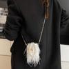 Sacs Sacs Boîtes en Acrylique Transparent pour Femmes Perles Plumes Sac Bandoulière Mini Chaînes Sac de Soirée Sacs à Main Forme Tonneau Fête Mariage Pochette
