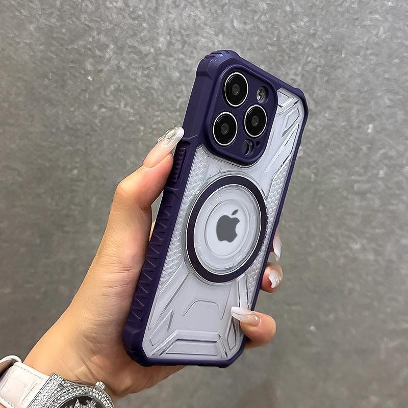 

Fine hole military level shockproof magnetic phone case for iPhone 16 15 14 13 12 11 Pro Max magsafe charging armor pc hard case For iPhone 11 Pro