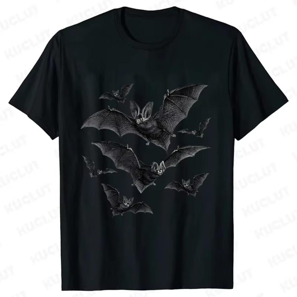 Bats T-Shirt for Men Vintage Cottagecore Gothic Tshirts Halloween Shirt Grunge Tee Short Sleeve Horror Shirt Short Sleeve Tops