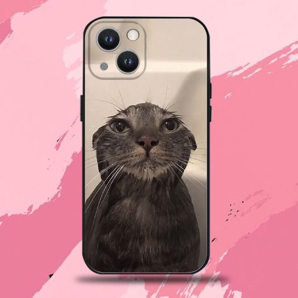 Cat Memes Phone Case For iPhone 16,15,14,13,12,11 Plus,Pro Max,XS,X,XR,SE,Mini,8,7,Soft Silicone Black Cover