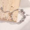 Women All Match Stainless Steel Crystal Love Lock Key Beads Bracelet