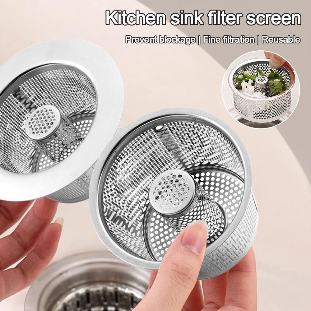 Stainless Steel Sink Strainer Anti-blocking Round Shape Drain Stopper Mesh Hair Catcher Waste Catcher