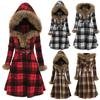 Womens Warm Lattice Long Sleeve Alloy Leather Buckle Slim Fit Double Sided Tweed Medium Long Coat