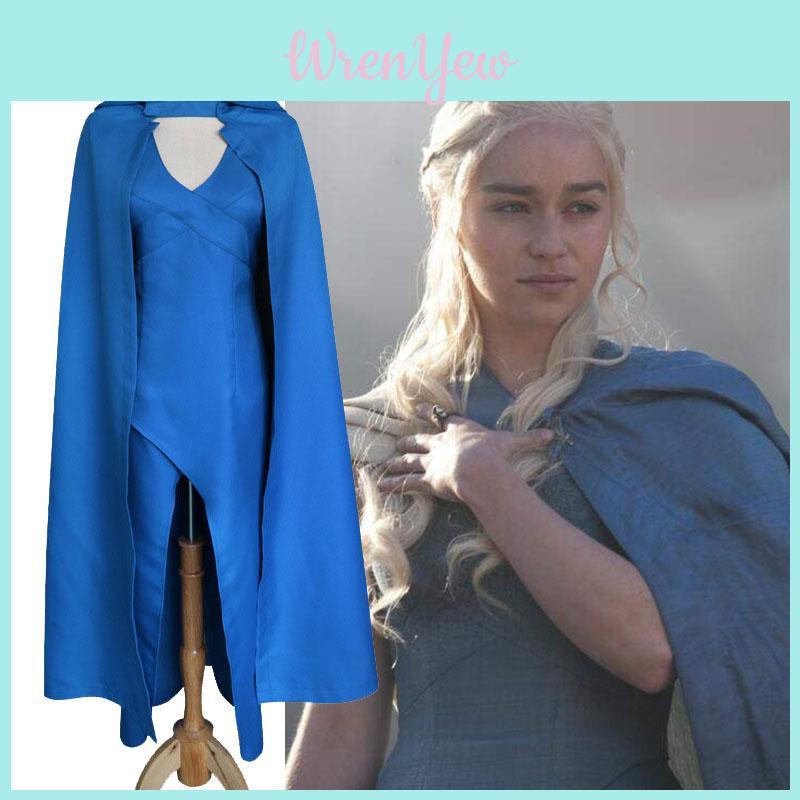 Exquisite Game Of Thrones Daenerys Targaryen Mother Of Dragons Costume Dress Cloak For Women