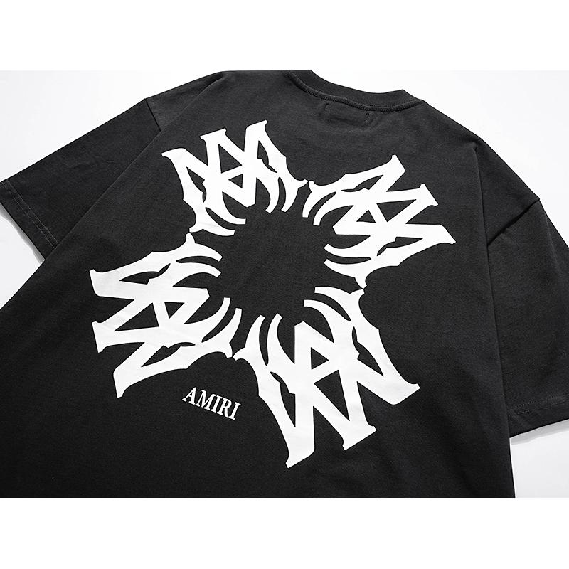 2065 Amiri 2025 Summer New Men's and Women's Loose High Quality Cotton Plus Size T-shirt Couple T-Shirt Logo Printing