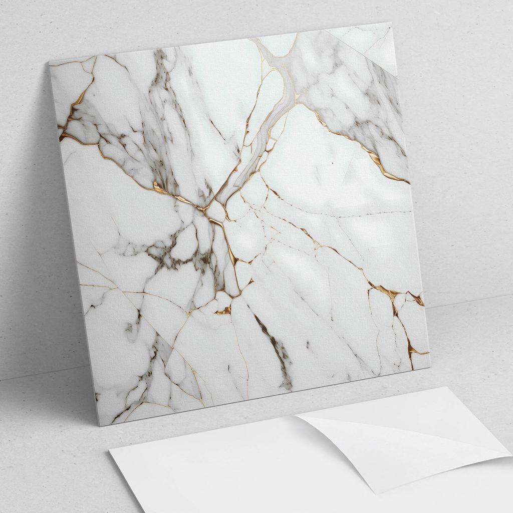 Set of Vinyl Tiles with Pattern Self-Adhesive for the Bedroom Elegant Marble Pattern 20x20x20 cm