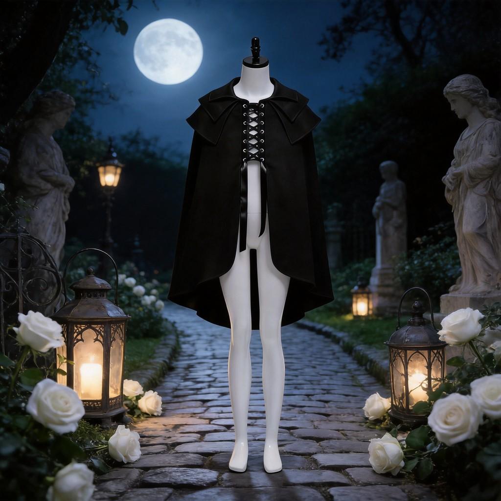 Gothic Cosplay Cape With Polyester Material For Stage Costume And Roleplaying