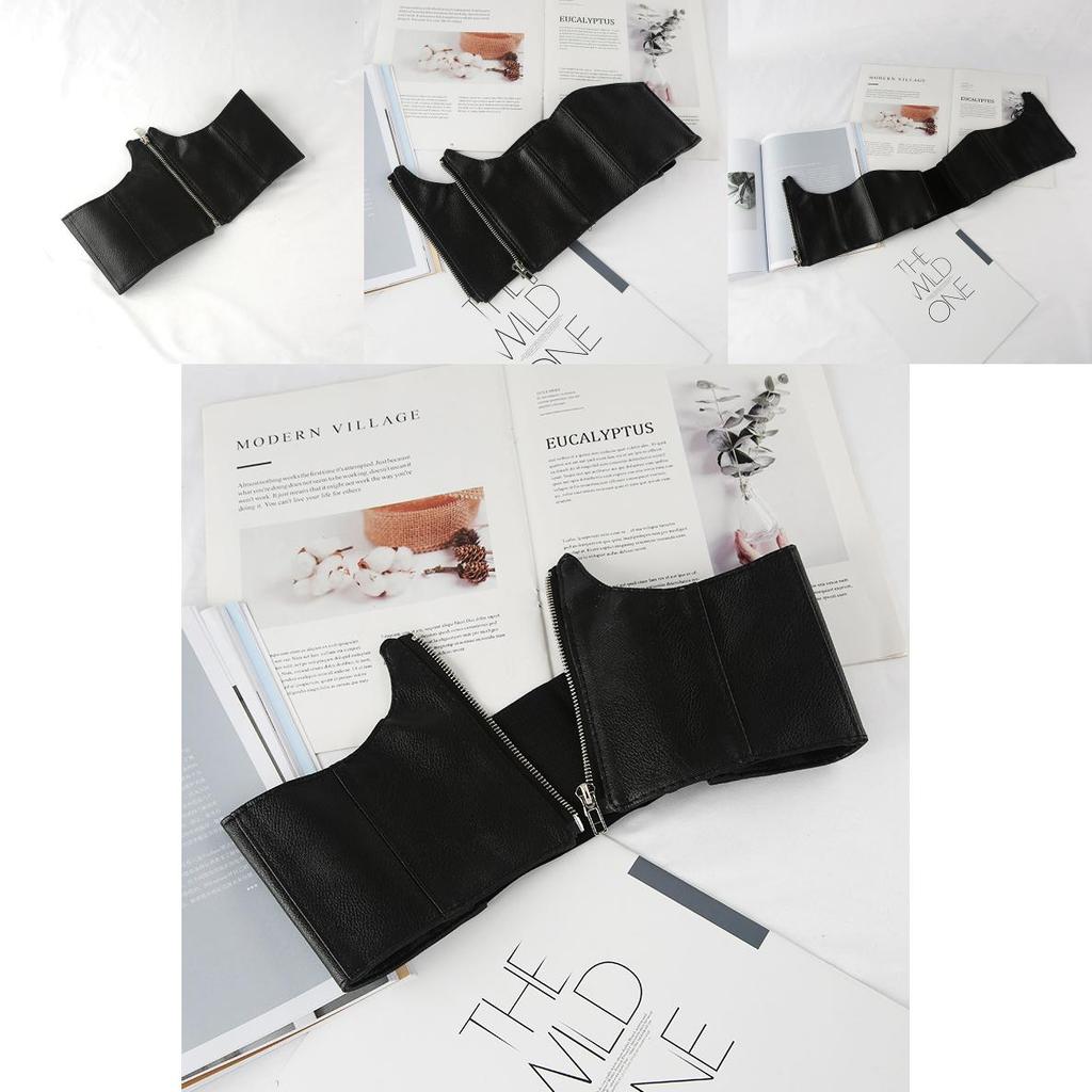 Simple Solid Color Artificial Leather Women Casual Wide Waistband With Zipper For Outdoor Fashion Streetwear