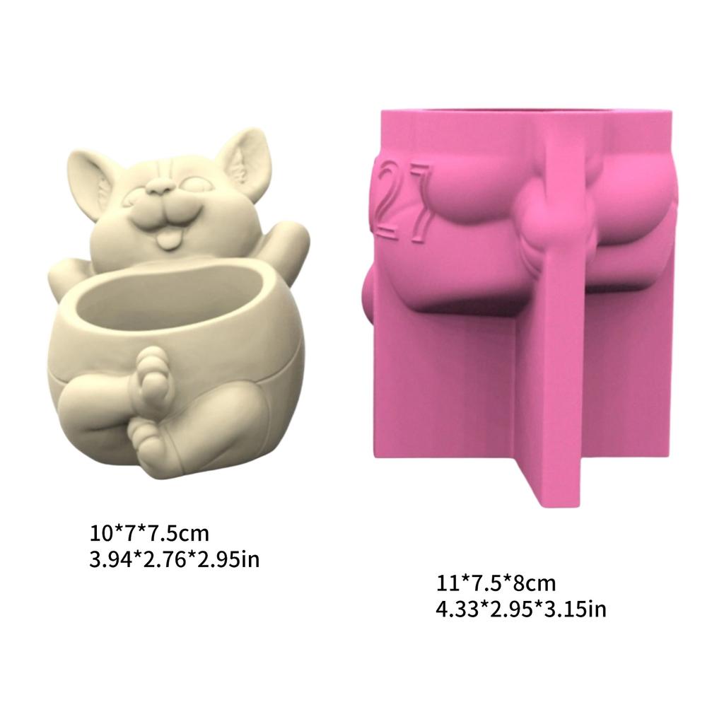 Practical Dog Flower Pots Sturdy Silicone Mould Cement Plaster Craft Supplies for Garden and Indoor Decoration