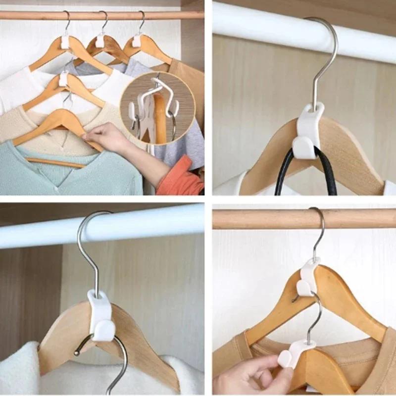 10-100pcs- Wardrobe Hanger Hooks Multifunction Cascading Plastic Bedroom Wardrobe Storage Space Saving Coat Hook