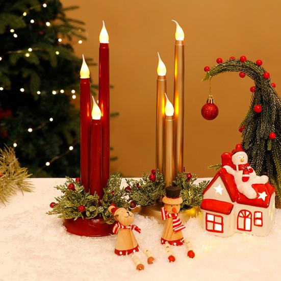 Christmas LED Candle Lamp Battery Powered Flameless Fake Taper Candle Decoration Flickering Long Electric Simulation Candle Light
