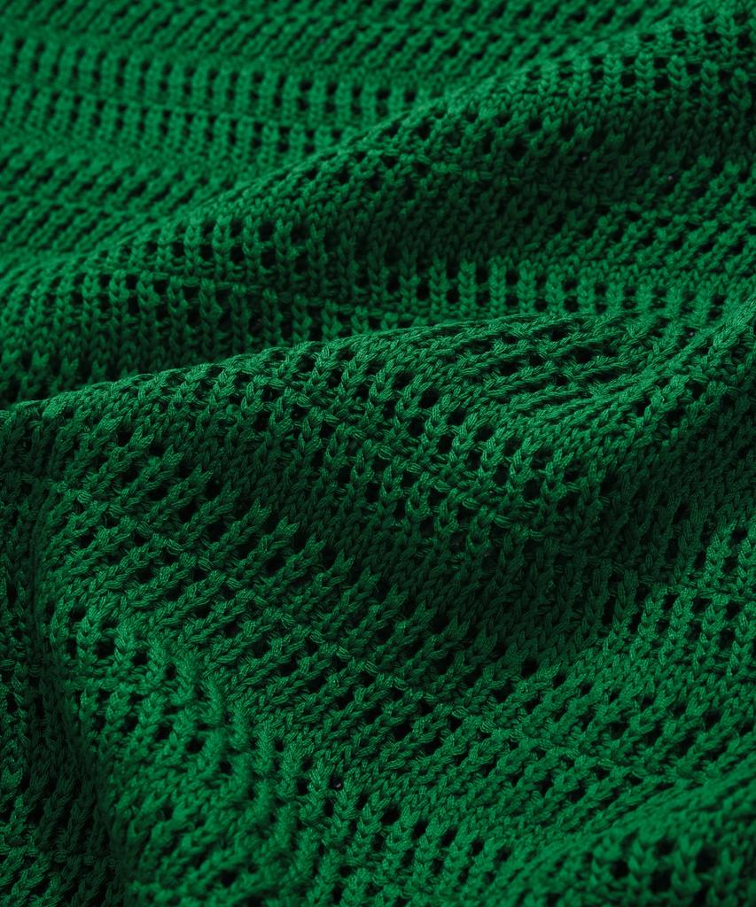 COVERNAT Crochet Half Knit Shirt Green