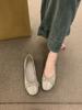 Bow Fairy Shallow Mouth Single Shoes Female Spring and Autumn New French Retro Gentle Niche Evening Breeze Flat-soled Beanie Shoes