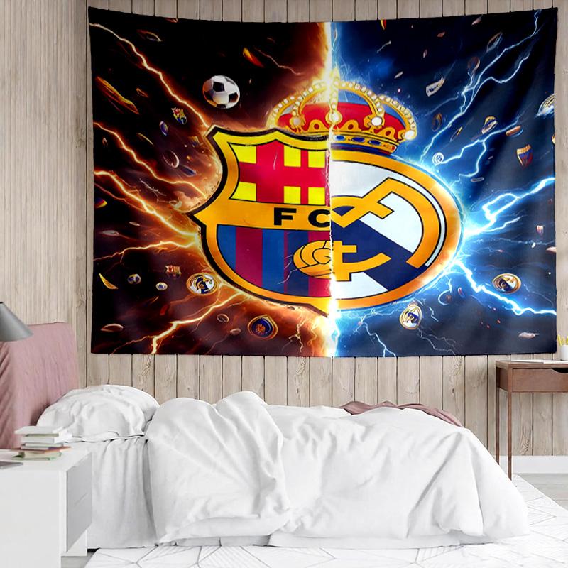 Football club logo Tapestry for Bedroom Aesthetic Classroom Tapestries Wall Hanging for Living Room Dorm Office,Ideal Creative Gift