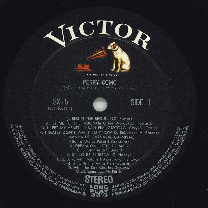 

LP Record PERRY COMO - Grandprix Series SX5 VICTOR 1967 Japan Pop Used