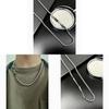 Stainless Steel Geometric Necklace For Men With Green Bamboo Beads Handmade Vintage Style