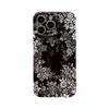 Black Floral iPhone Case: Full Coverage for iPhone 13 Pro Max, iPhone 14, and 15 with Glass Protection
