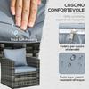 6-Piece Outdoor Set with 2 Storage Tables, 2 Sofas and 2 Armchairs, In Rattan and Steel, Grey