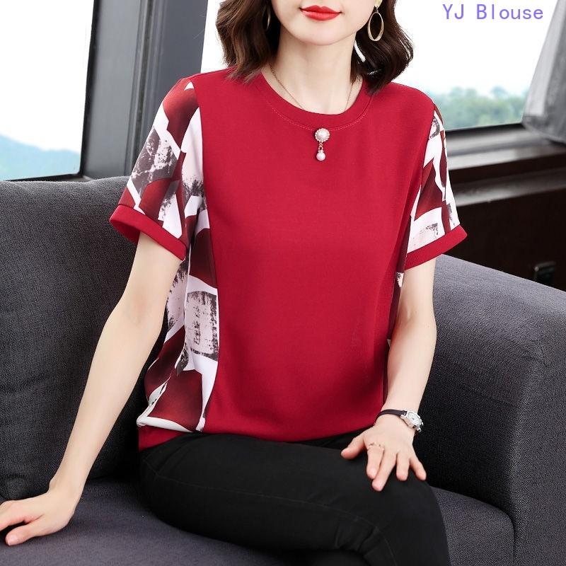 BLOUSE plus size women's summer round neck casual short sleeved T-shirt