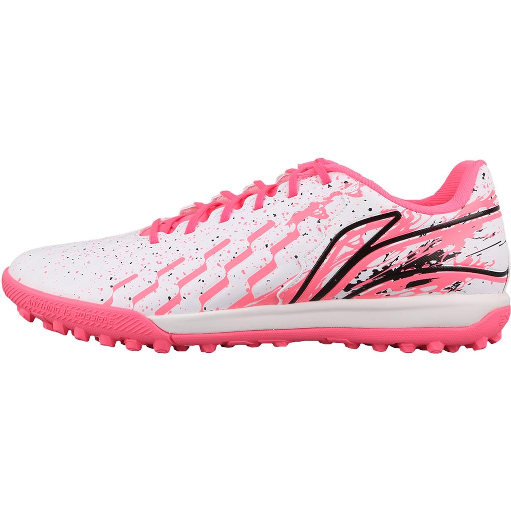 New LiNing TF Rubber Broken Studs Artificial Ground Cushioning Anti Slip And Wear Resistant Soccer Shoes Men's Pink YSTU005-17