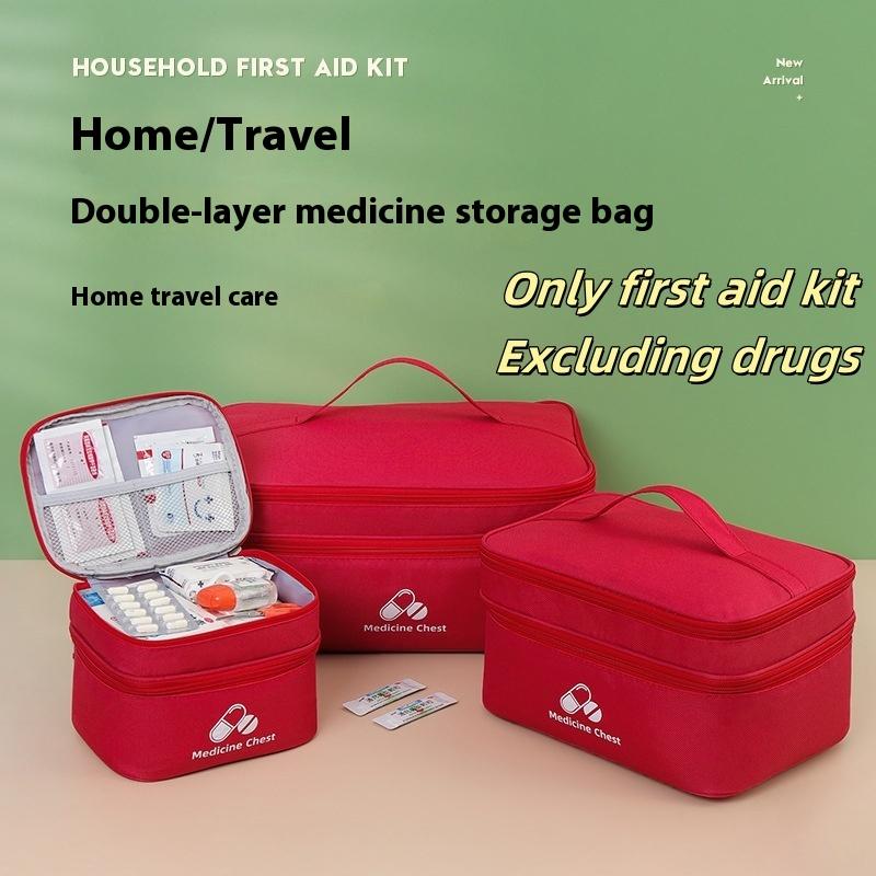 1 Piece Home Storage Box Large Capacity Double-deck Medical Bag Outdoor Emergency Kit Portable Small Medicine Bag