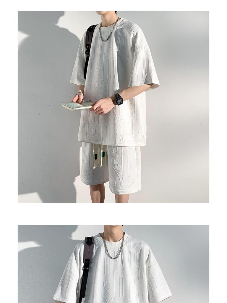 Men's Trendy Summer Short-Sleeved T-Shirt and Shorts Set - Loose Fit, Casual Plus Size Ensemble