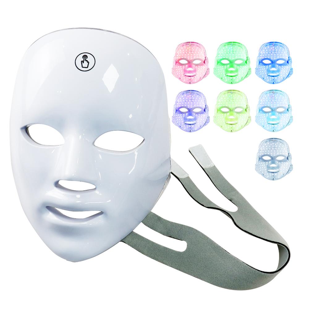 7 Färger LED Ansiktsmask Fotonterapi Ansiktsvårdsmask Anti Akne Terapi Hudföryngring Rynkborttagning Ansikts Skönhetsmask