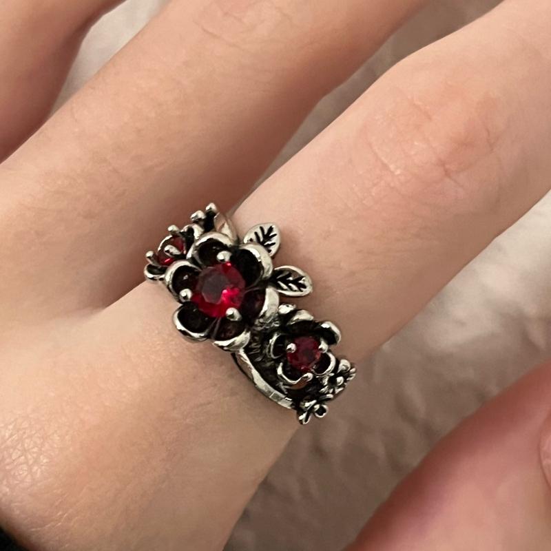 Vintage Bohemian Flower Red Crystal Rings For Women Gorgeous Charming  Colour Wedding Engagement Christmas Gift