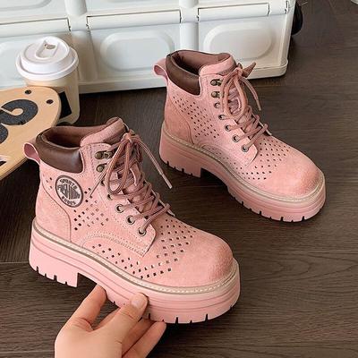 Women's League Messenger Pink Platform Ankle Martin Boots
