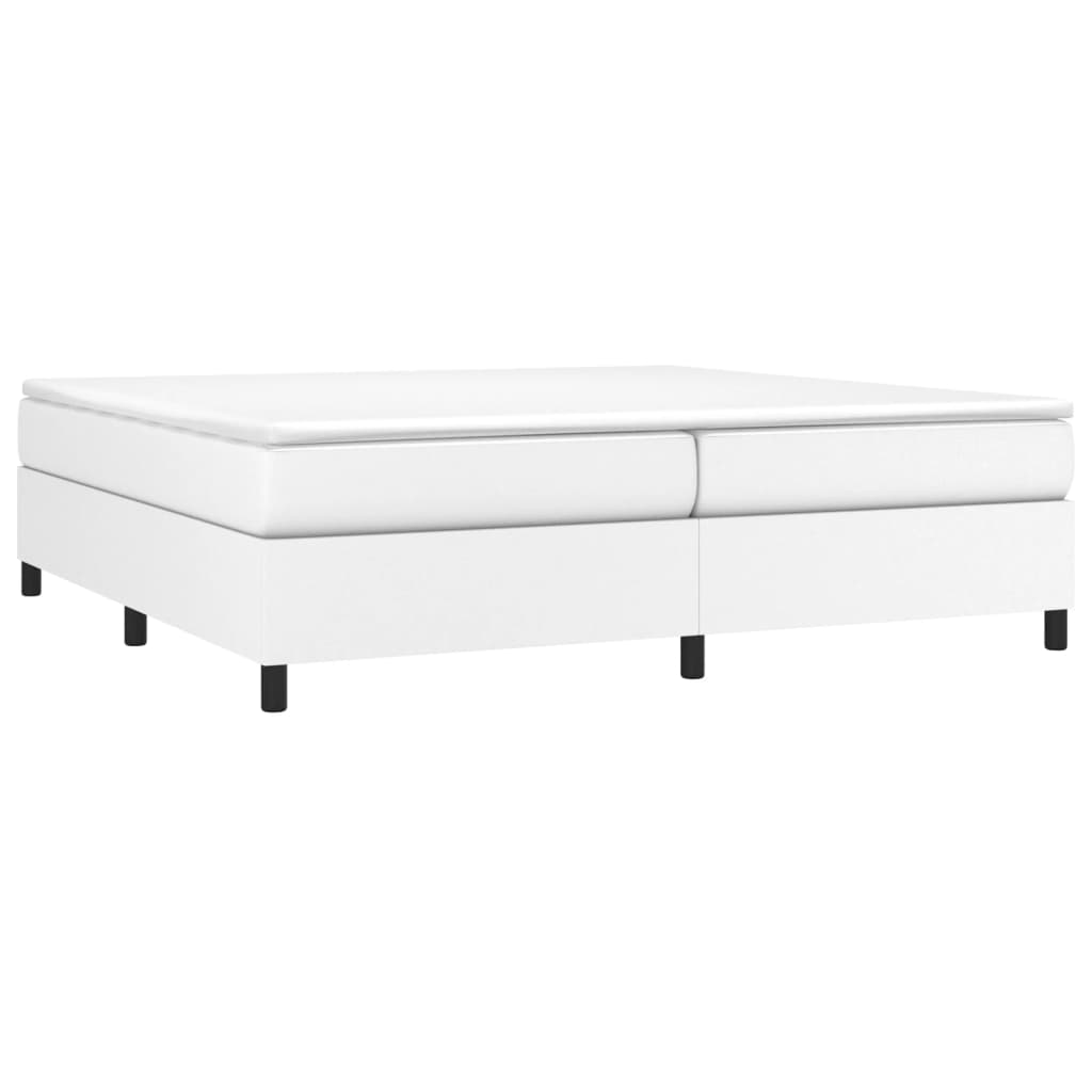Box Spring Bed Frame White 200 x 200 cm Faux Leather
