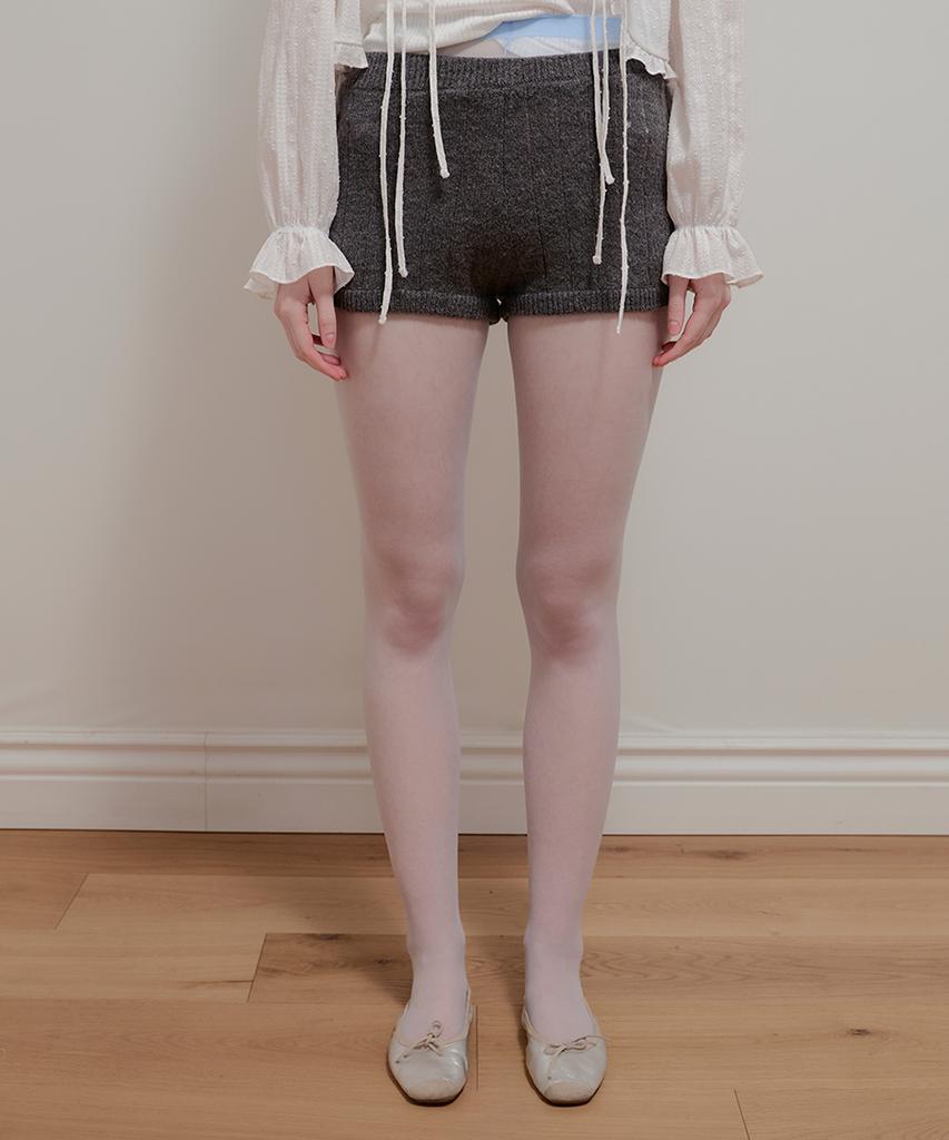 Aobteu Ribbed Knit Shorts - Charcoal