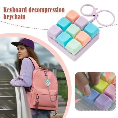 2026 New Keyboard Fidget Toy, Fidget Clicker Keyboard Fidget Keychain, Button Fidget Gifts for Adults To Relieve Stress