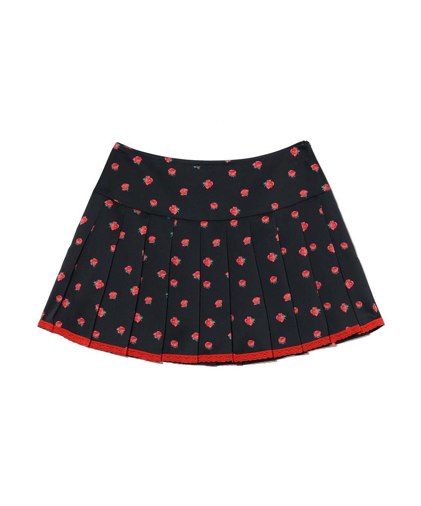 Yuhee Flower Pleats Lace Skirt Black