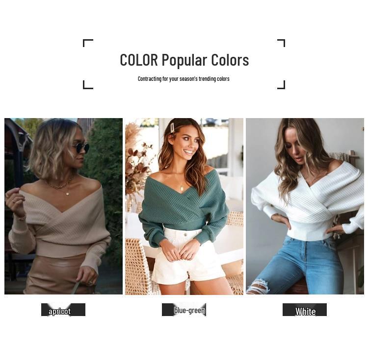 2025 Spring Off-Shoulder Knitted Pullover Sweater for Women - Long Sleeves, Versatile Inner or Outer Wear
