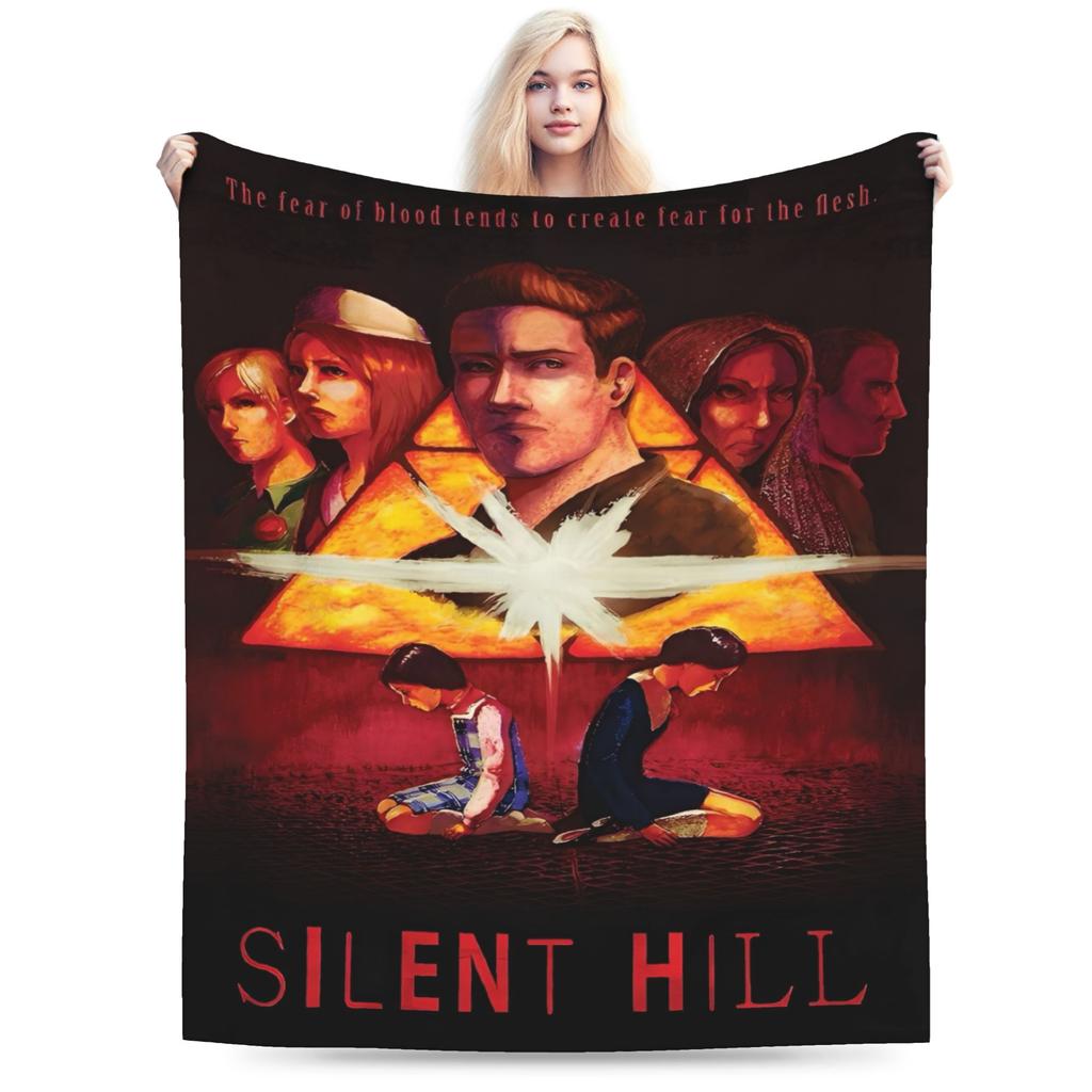 Warm BlanketGirls Boys Camping Silent Hill Throw Blanket Run Heather Flannel Bedspread For Bedroom Funny Sofa Bed Cover