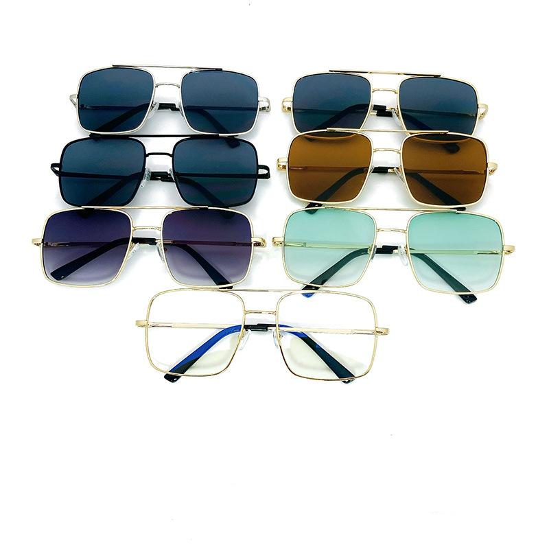 Fashion Metal Sunglasses Outdoor Men'S Square Double Beam Large Frame Driving Sunglasses Women