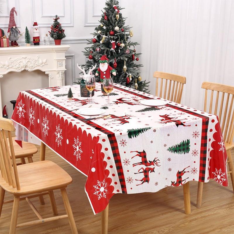 Santa Claus Xmas Tree Tablecloth Pvc Pe Christmas Table Cover Party Dining Decorations Home 2026 Navidad Noel Year Gifts