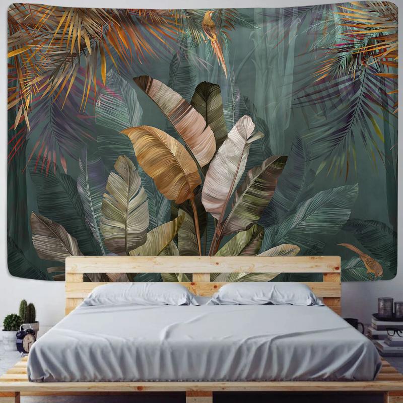 Wandteppich, Pflanzenserie, bedruckt, für Zuhause, zum Aufhängen, Stoff, Wandbehang, Strandtuch, Strandsitzdecke