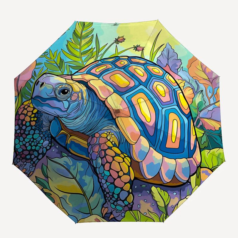 1pc Tortoise Nature Umbrella Portable Folding Umbrella Durable Iron Frame, Suitable for All Seasons Home Travel Outdoor yy260319060