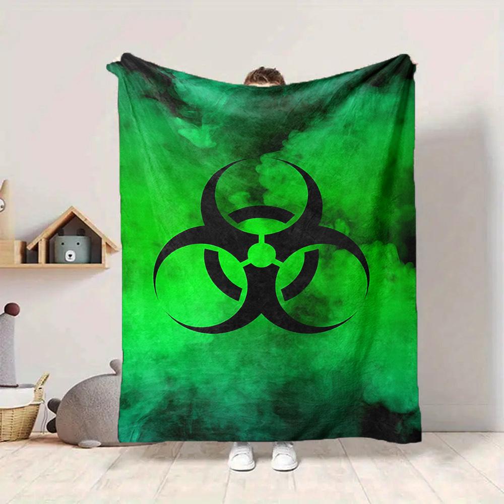 1pc Biohazard Symbol Soft Comfortable Blanket Digital Print, All Season Multipurpose Knit Fabric Bedding, Office, Sofa Home Decor Blanket
