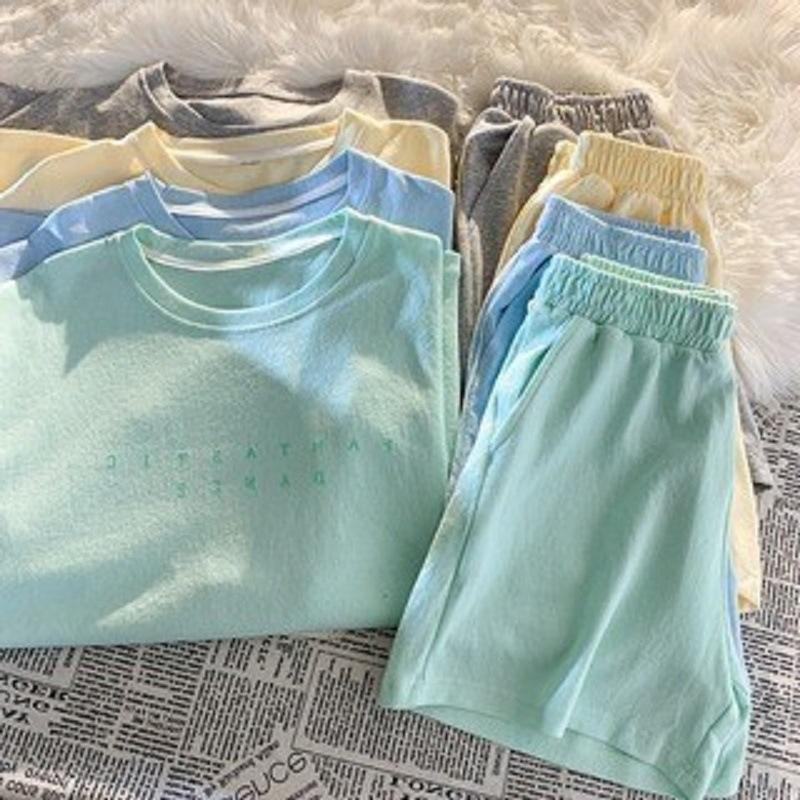 

Women s Korean Style Summer 2025 Loose Wide-Leg Shorts & Casual Sport Two-Piece Set M світло-жовтого кольору